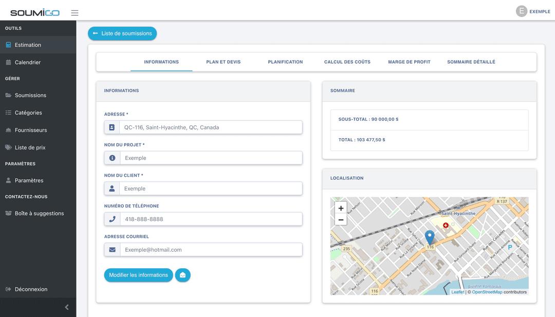 Estimations intelligentes, zéro répétition - Vue principale